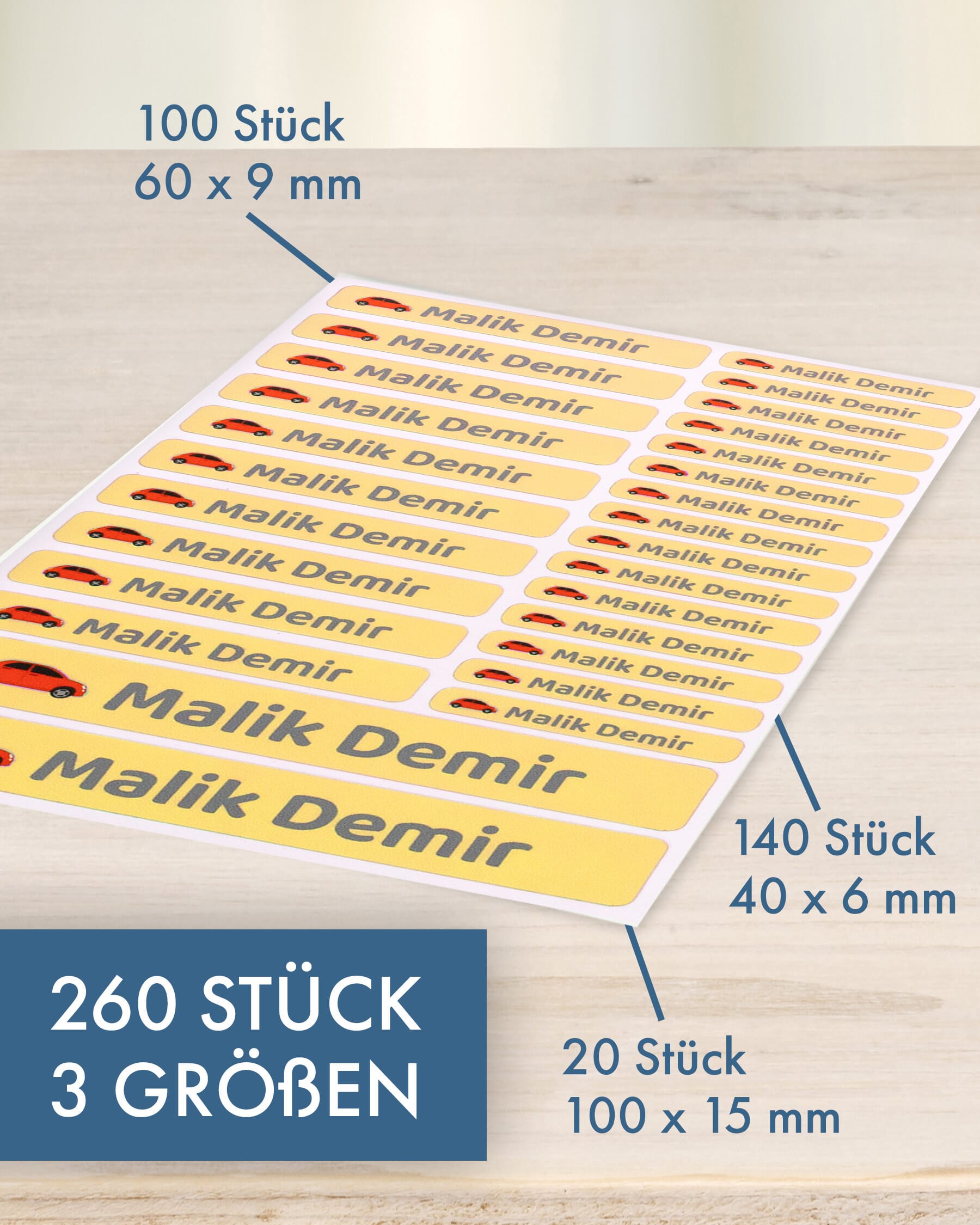 260 Stück Namensaufkleber für SENIOREN (Set mit 3 versch. Größen- Spülmaschine u. Waschmaschine) - kinder-druckerei.de