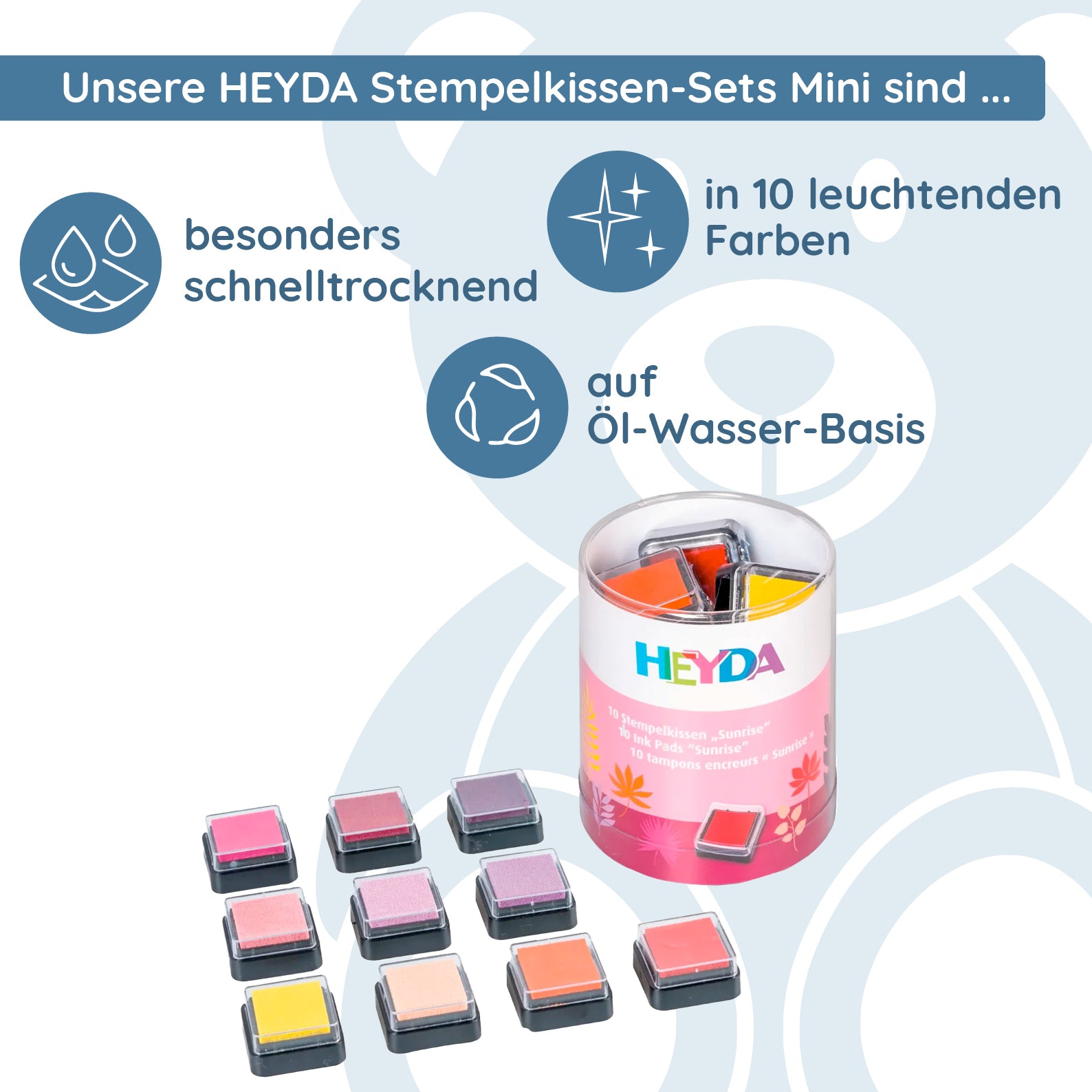 HEYDA Stempelkissen Set-Mini "Sunrise" (10 Stück) - kinder-druckerei.de