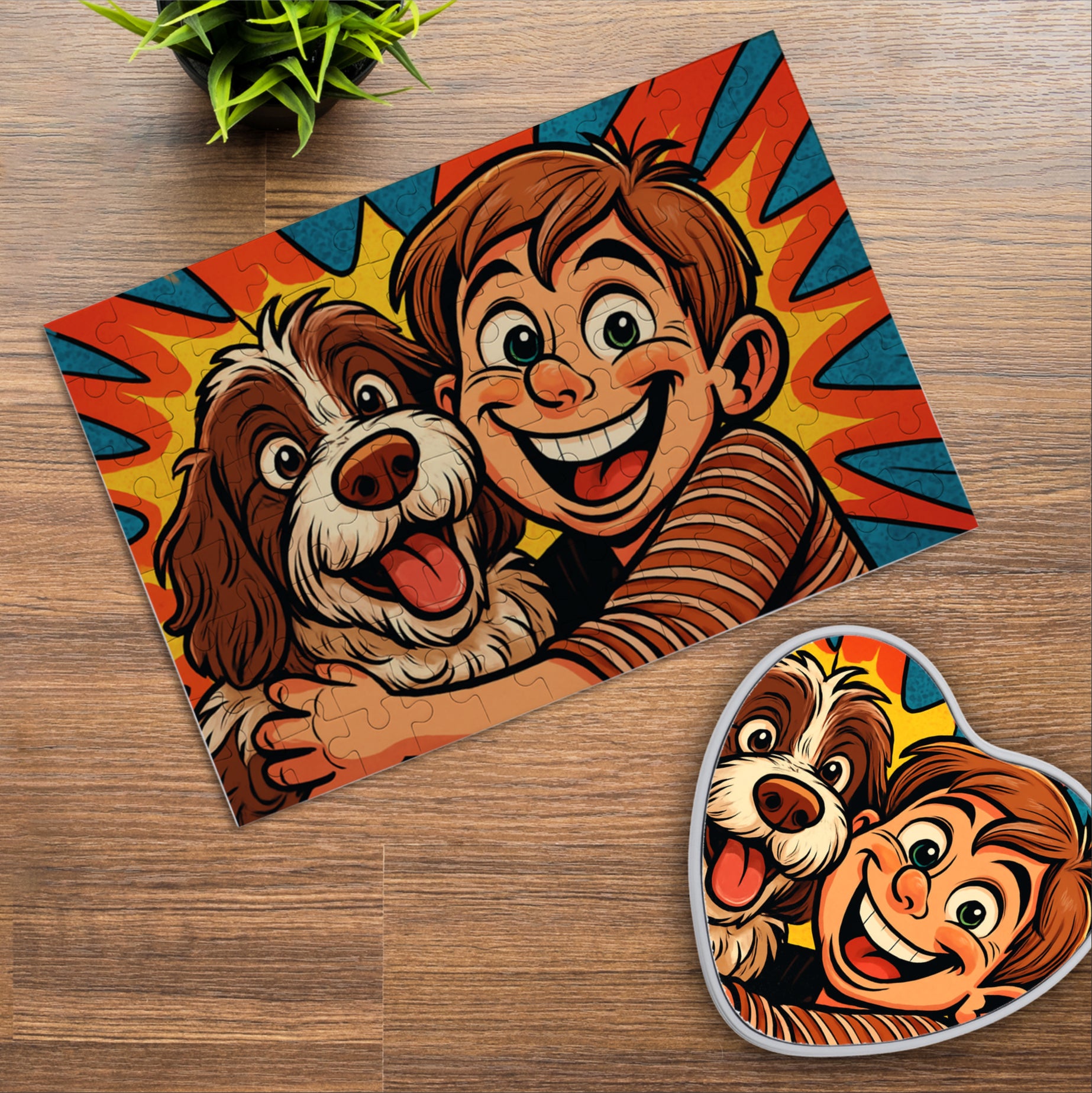 Puzzle mit Karikatur und Text (inkl. Herzdose – 96 Teile)