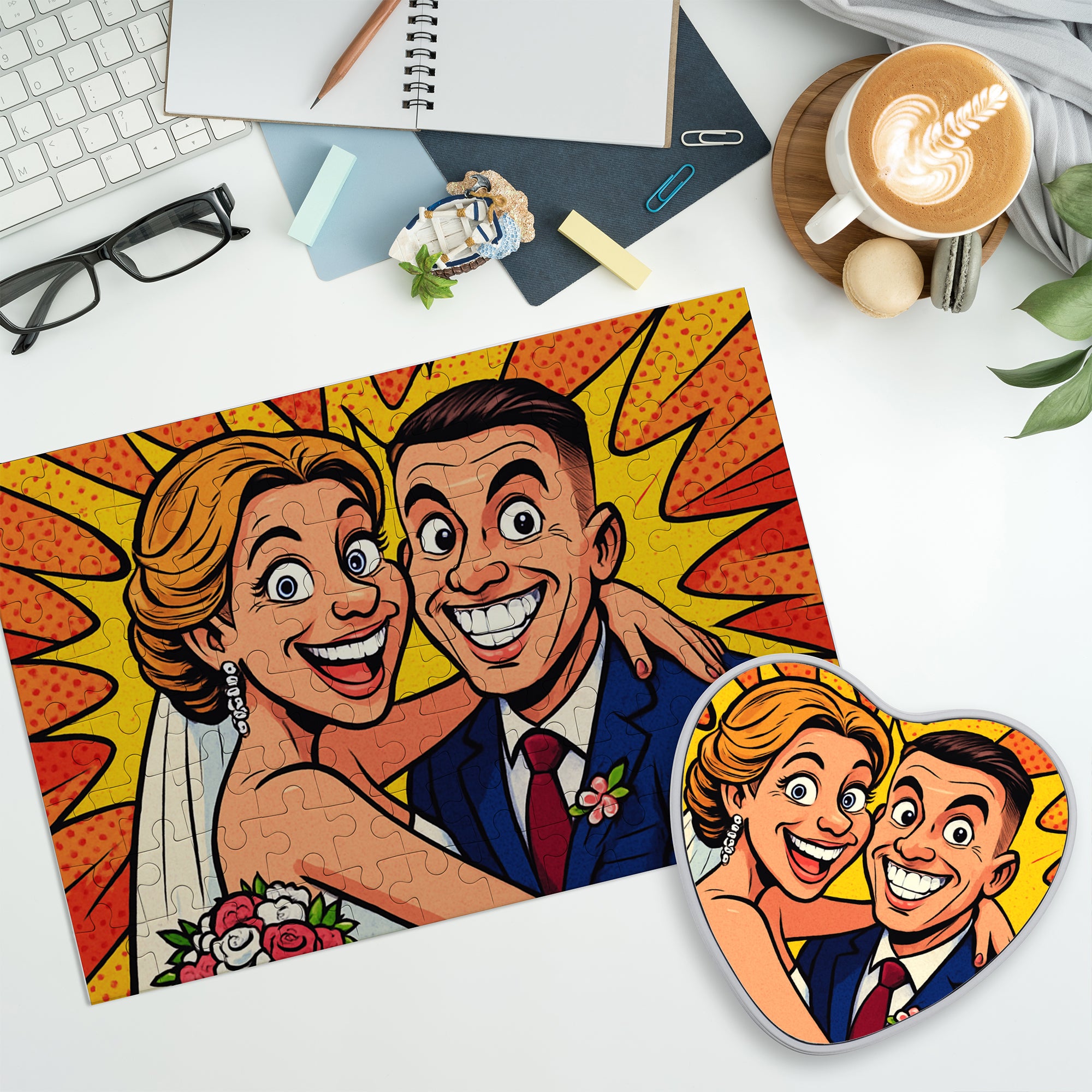 Puzzle mit Karikatur und Text (inkl. Herzdose – 96 Teile)