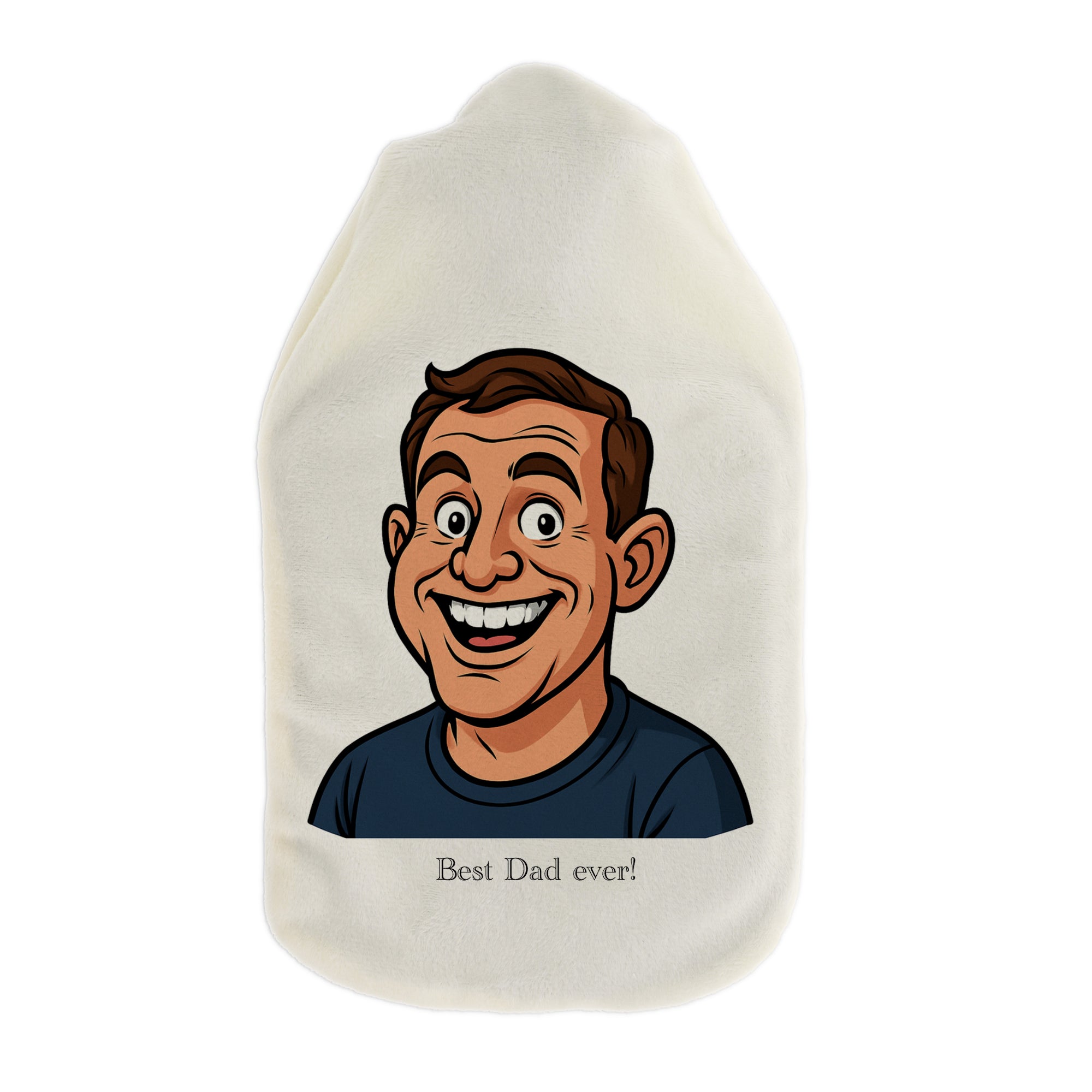 Wärmflasche mit Karikatur & Text