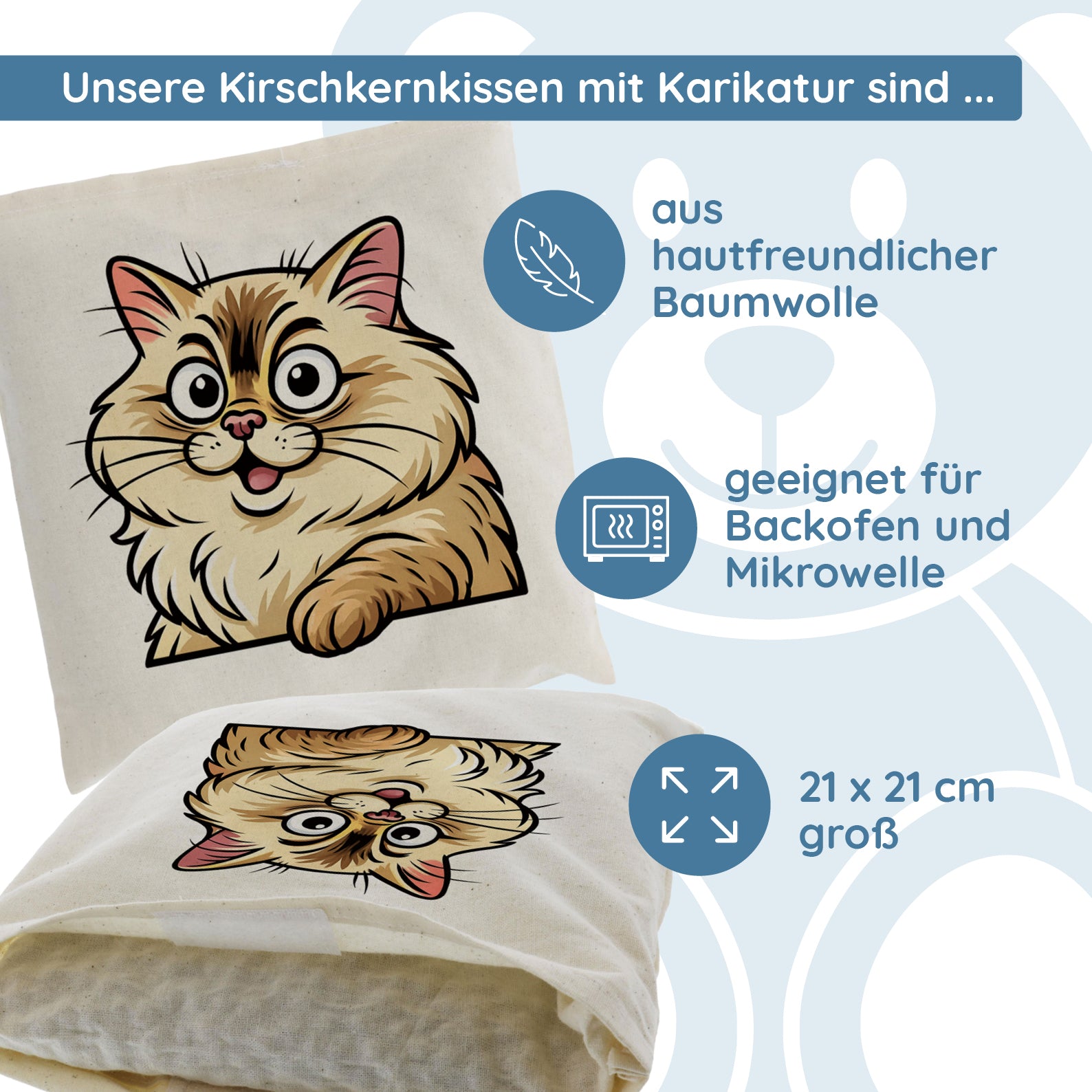 Kirschkernkissen mit Karikatur & Text