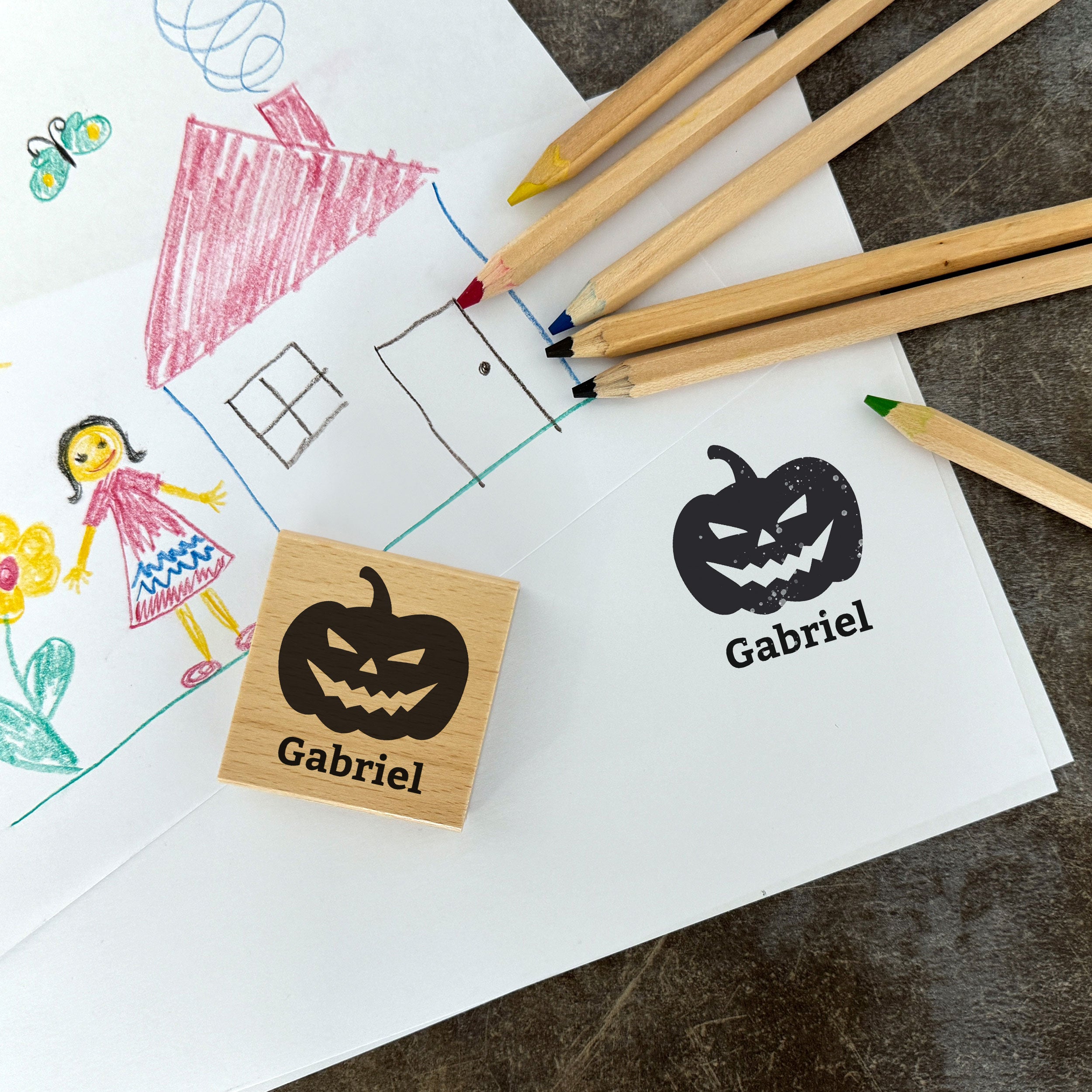 Personalisierbarer Motivstempel Halloween (60x60 mm) - kinder-druckerei.de