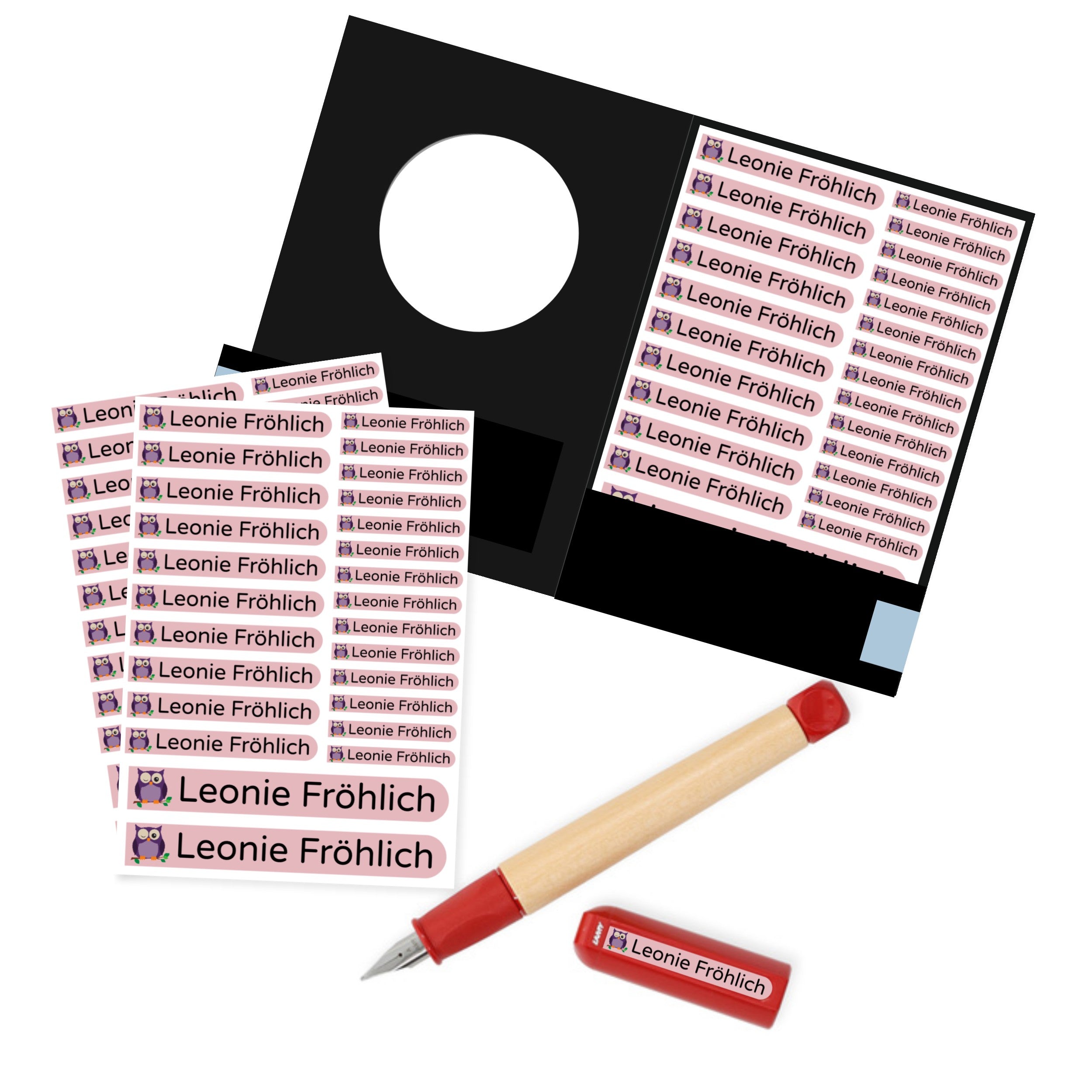 Personalisierter Lamy Schreiblern-Füller Rot & 70 Namensaufkleber - kinder-druckerei.de