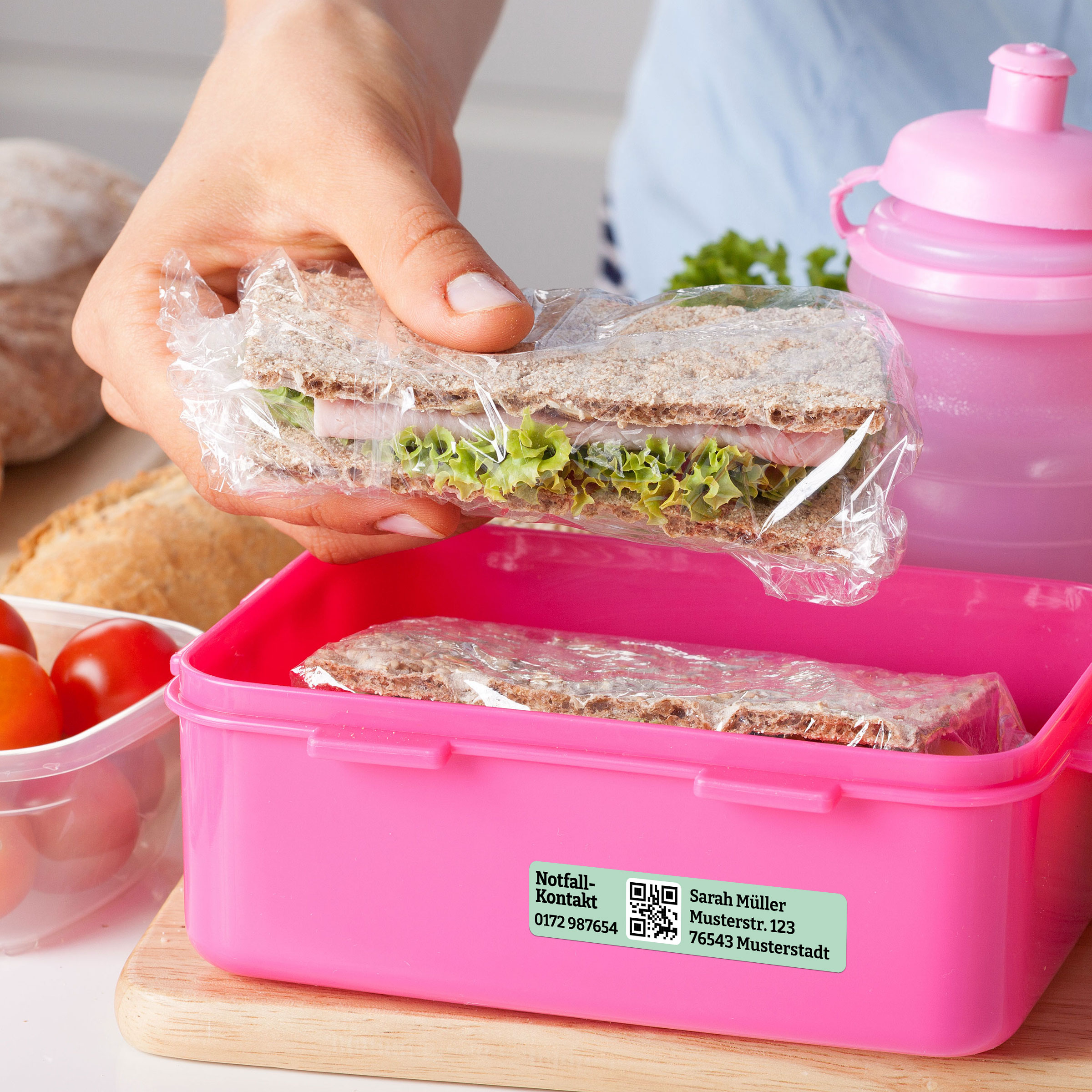 Notfallkontakt-Aufkleberset mit Name, Telefonnummer & Adresse, stark haftend, 60x13 + 30x13 mm