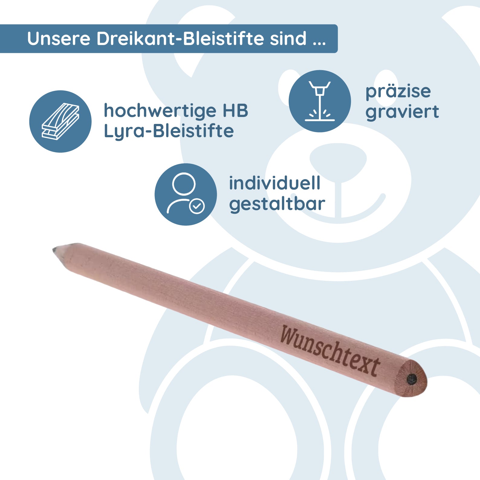 Lasergravierte Dreikant-Bleistifte (25 Stück)