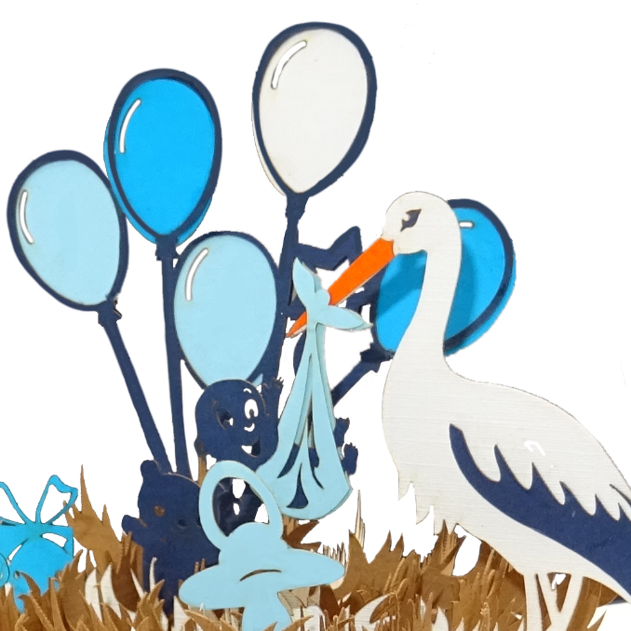 Colognecards Pop-Up Karte Storch - Geburt Junge