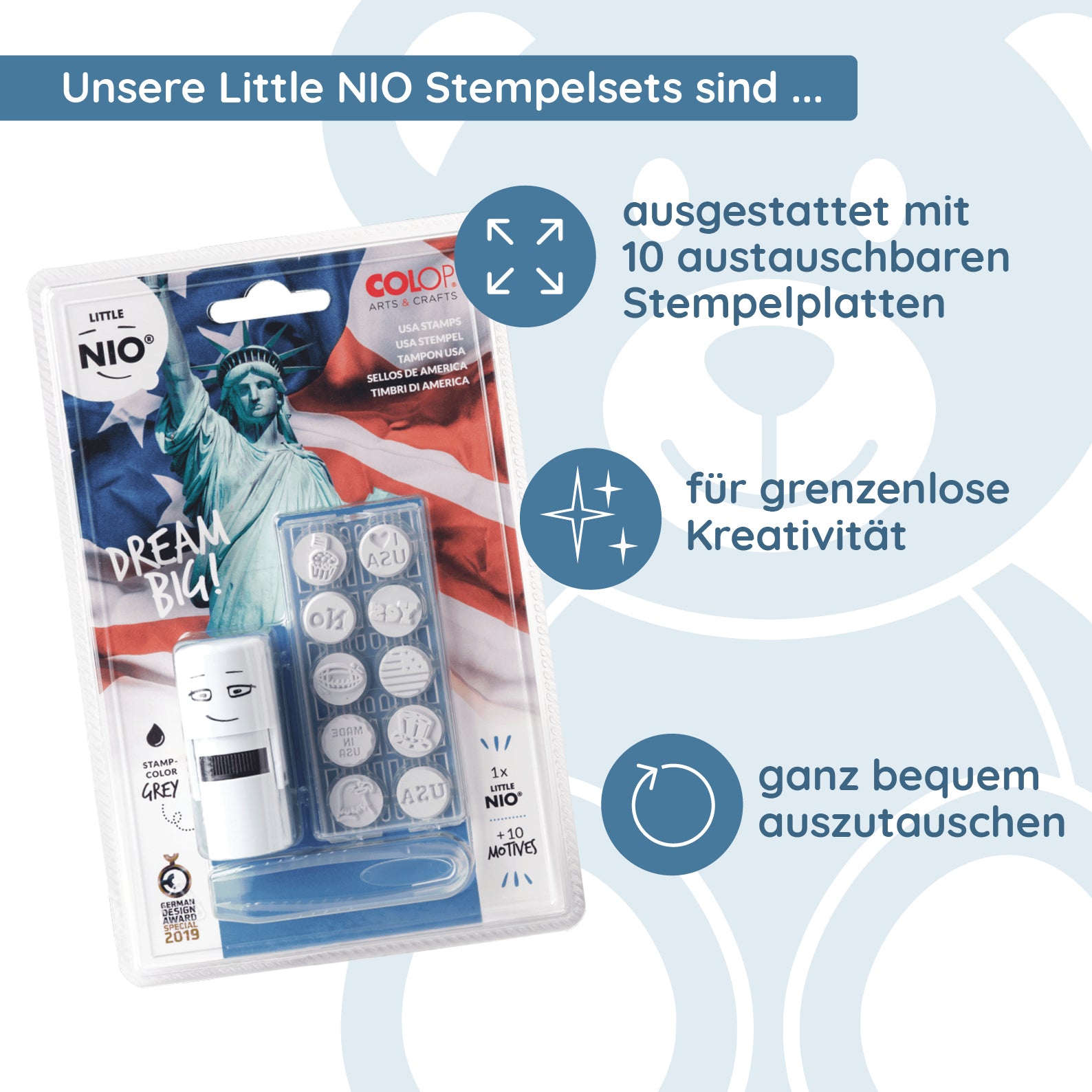 Little NIO USA Stempelset - kinder-druckerei.de