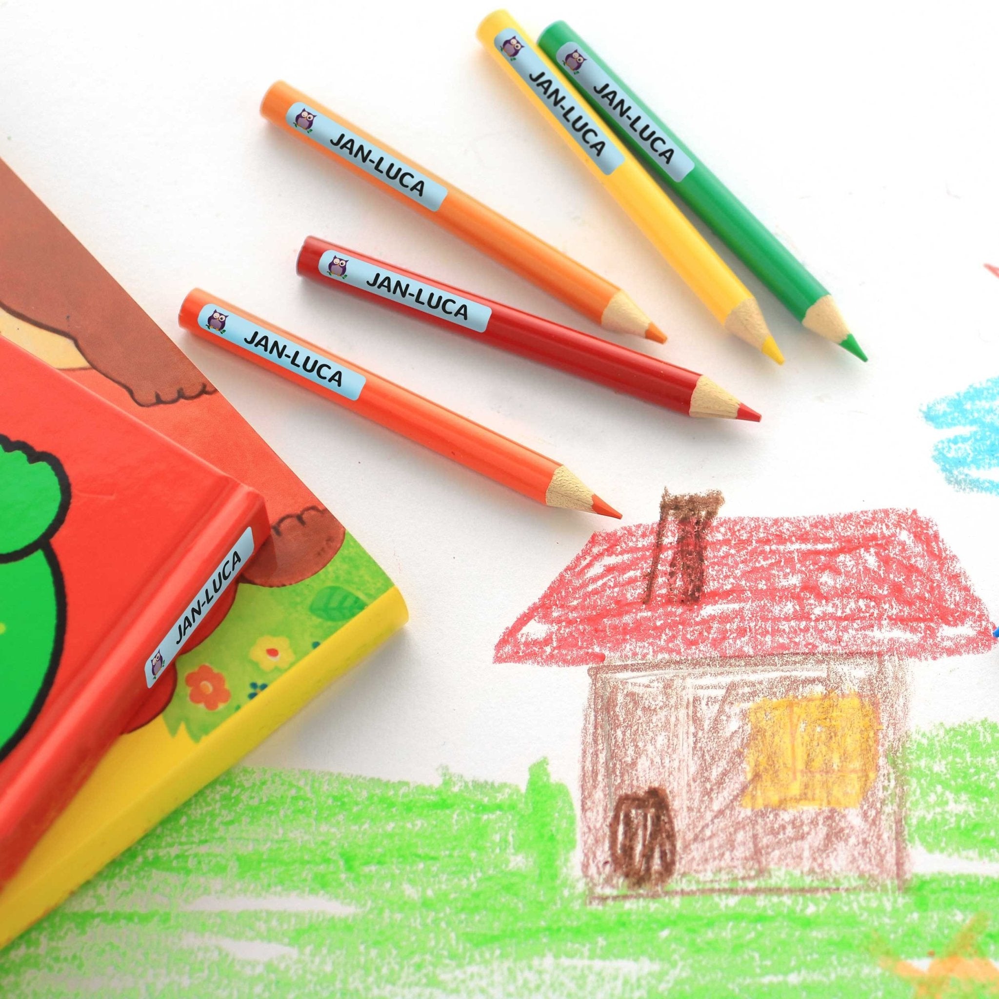 Mini Namensaufkleber / Stiftaufkleber für Kinder Größe S (215 Aufkleber 40x6 mm)