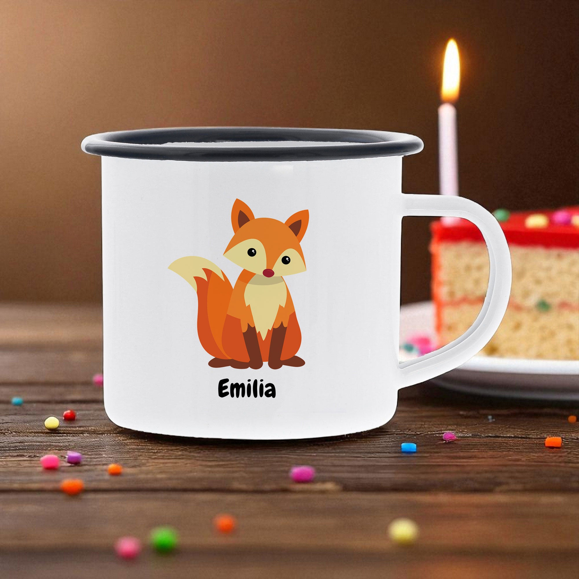 Emaille-Tasse mit Kindermotiv & individuellem Druck
