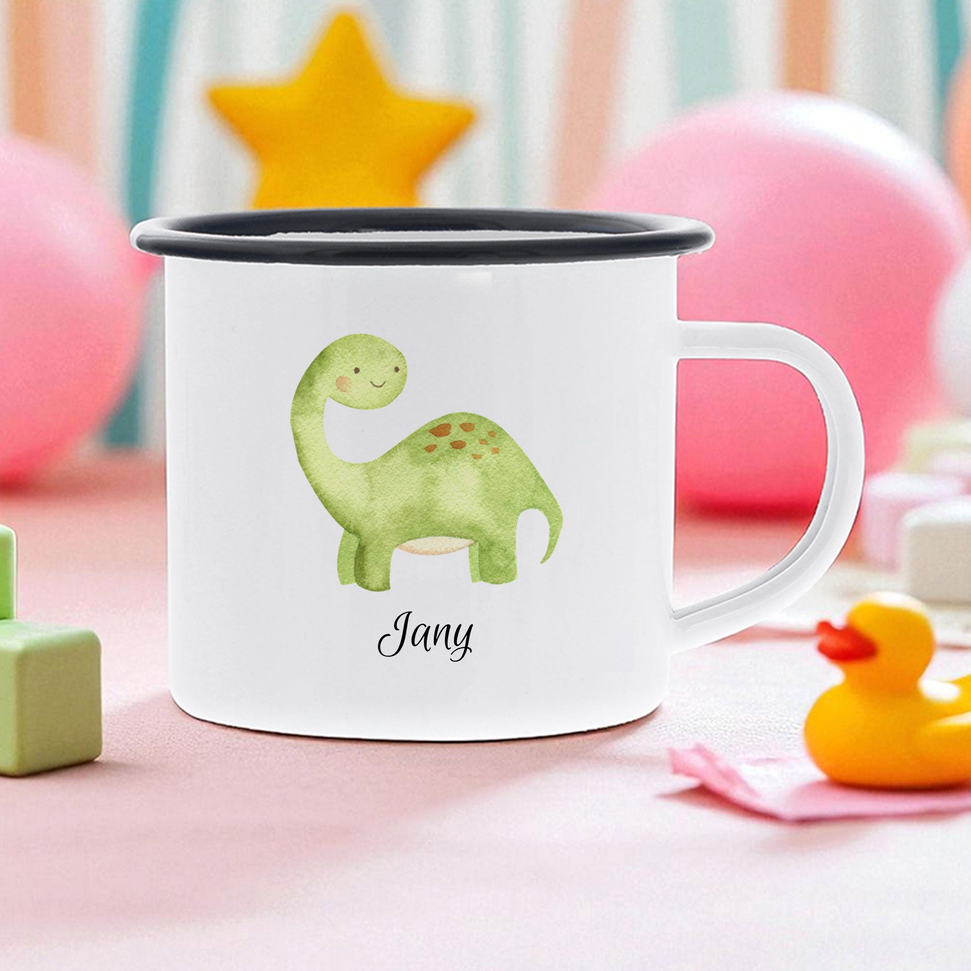 Emaille-Tasse mit Kindermotiv & individuellem Druck
