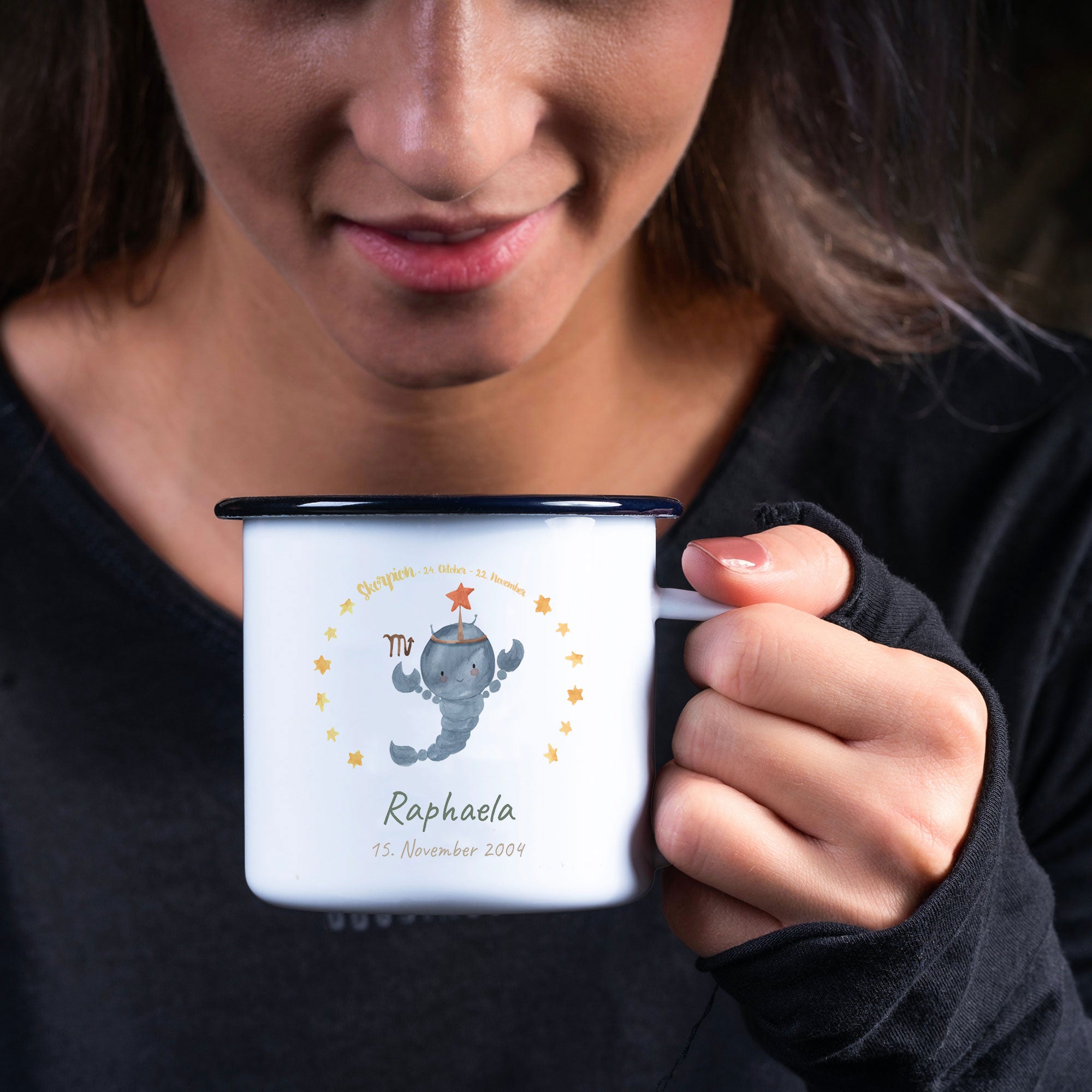 Emaille-Tasse mit Kindermotiv & individuellem Druck