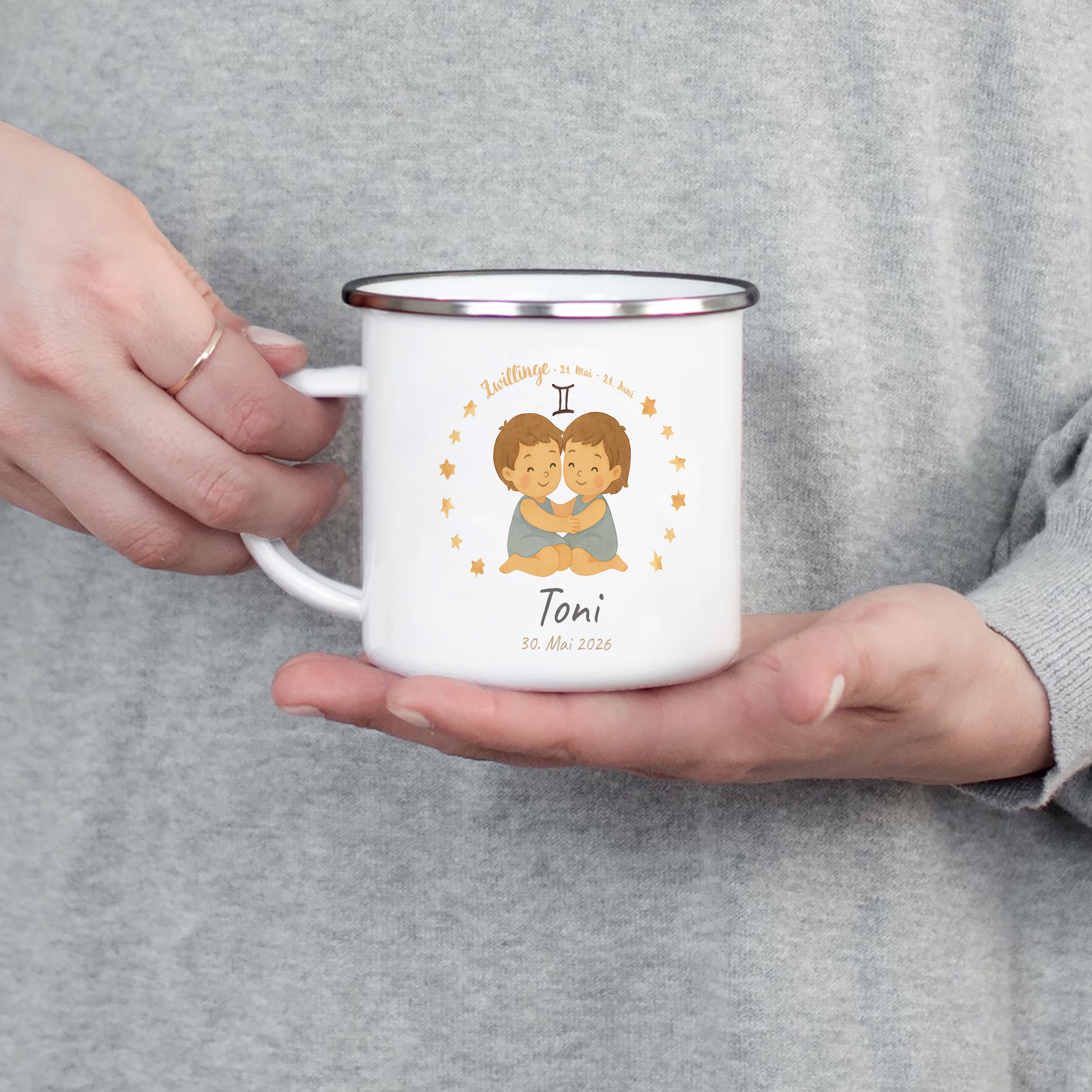 Emaille-Tasse mit Kindermotiv & individuellem Druck
