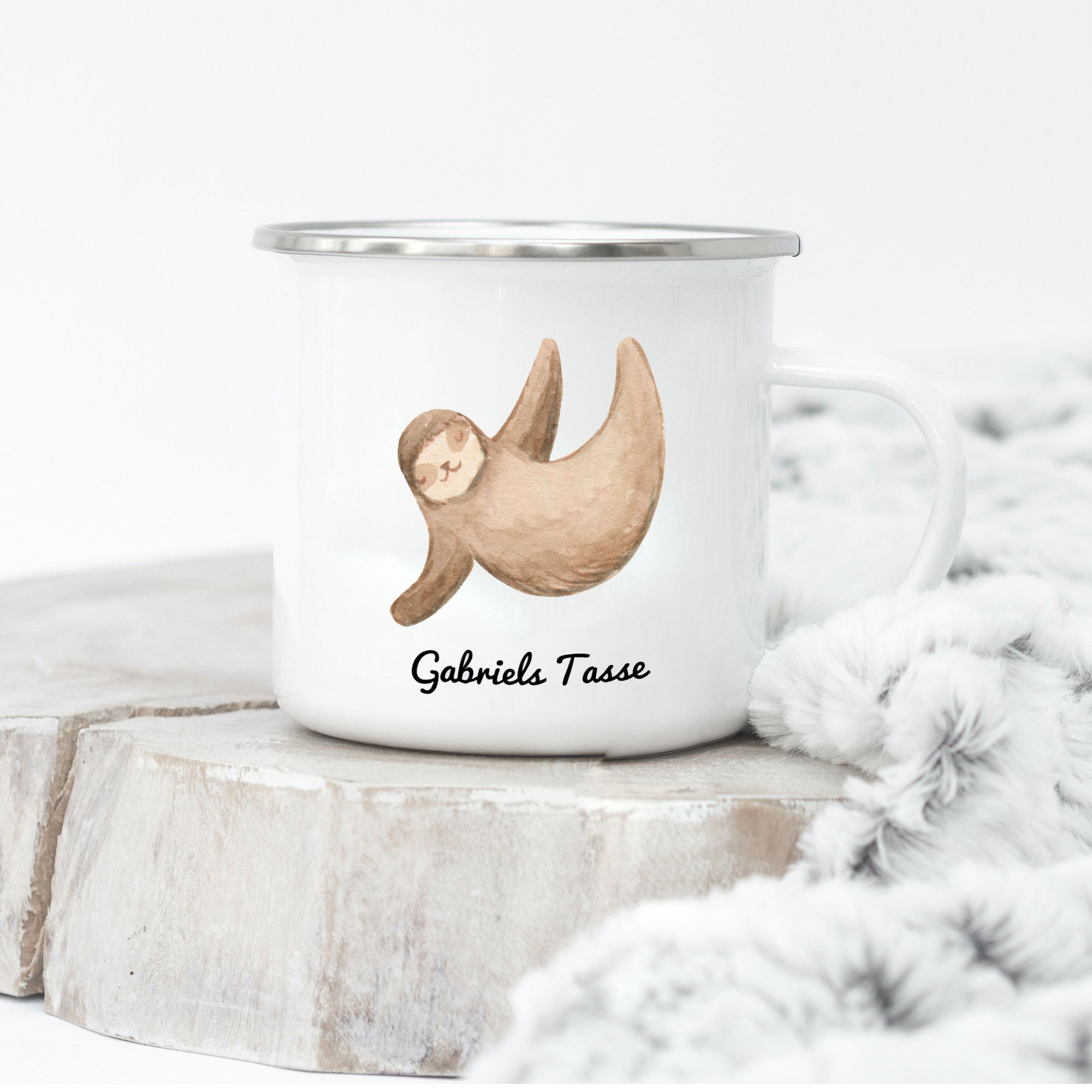 Emaille-Tasse mit Kindermotiv & individuellem Druck