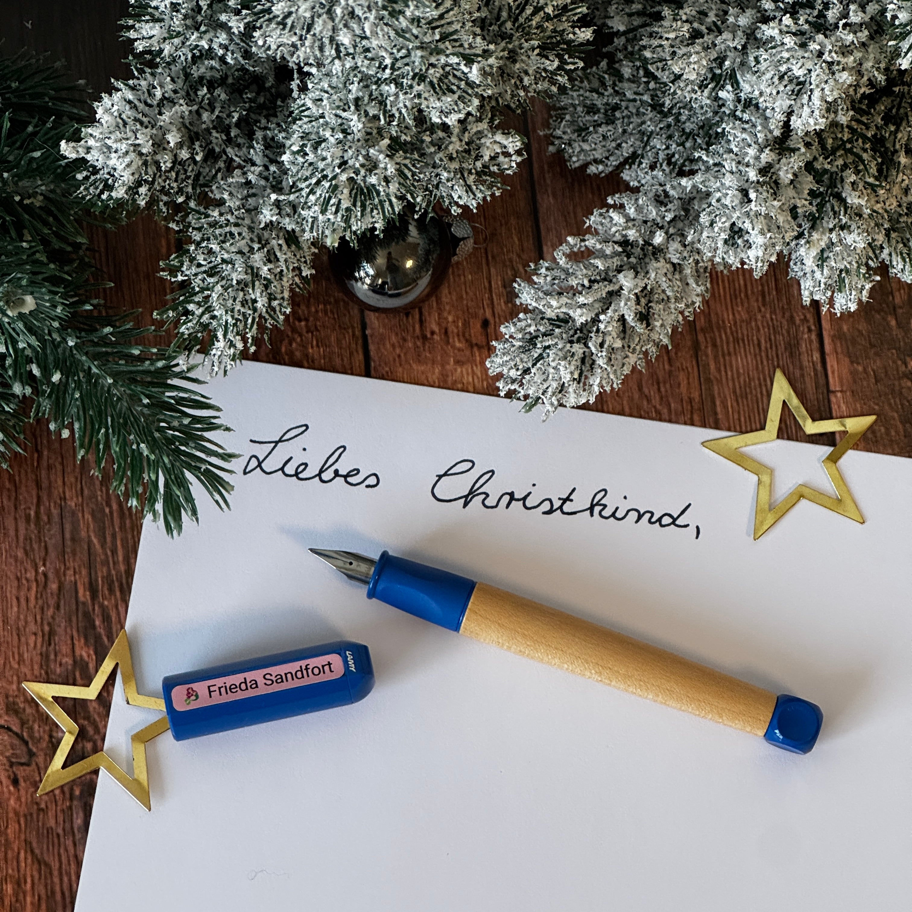 Personalisierter Lamy Schreiblern-Füller Blau & 70 Namensaufkleber