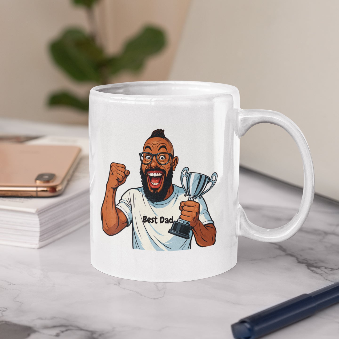 Personalisierte Keramiktasse mit Namen & Karikatur