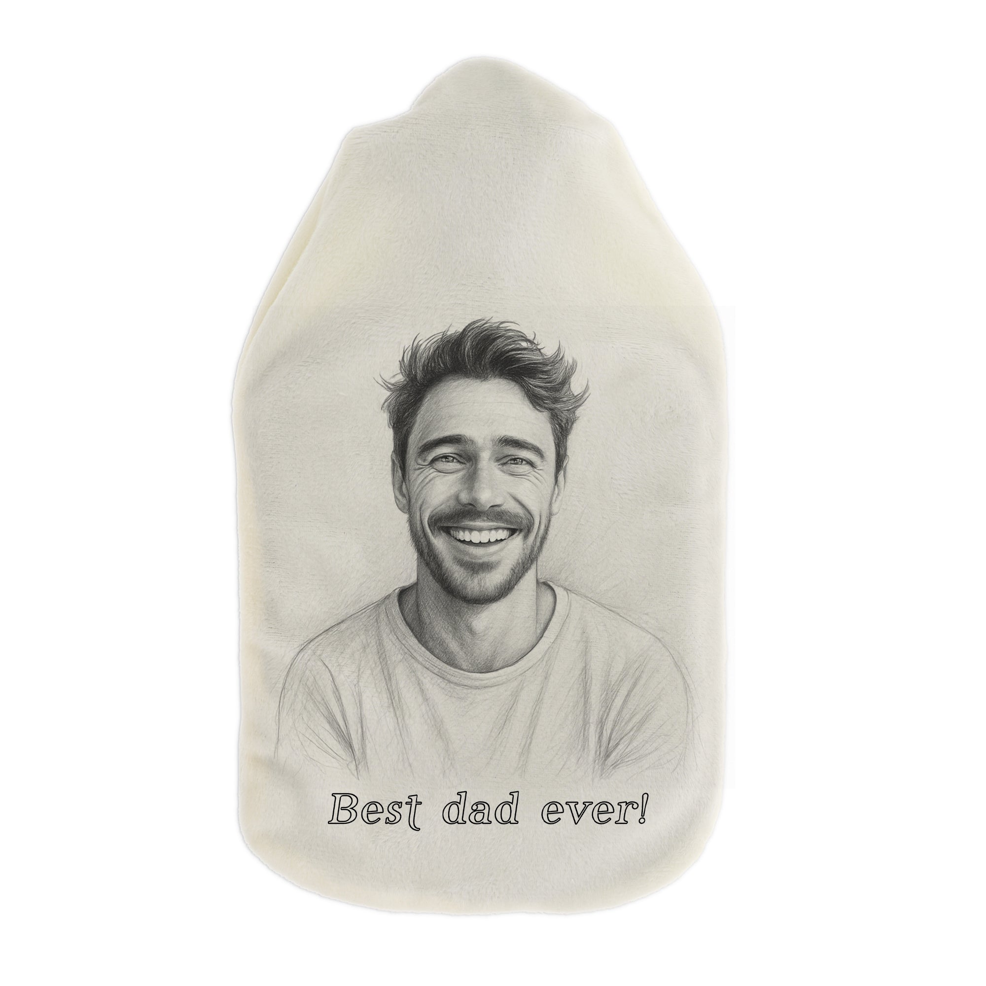 Wärmflasche mit Bleistiftzeichnung & Text