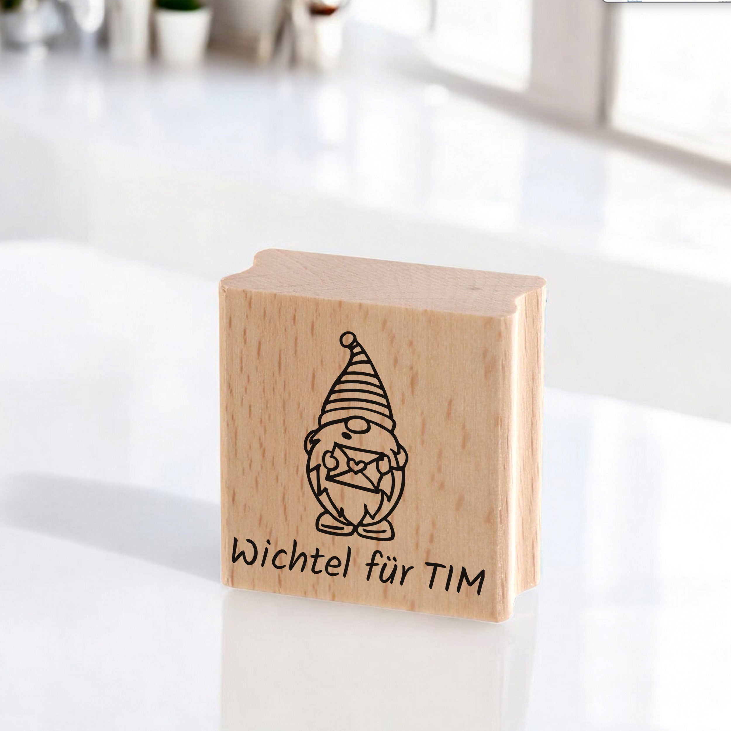 Personalisierbarer Motivstempel Wichtel (60x60 mm)
