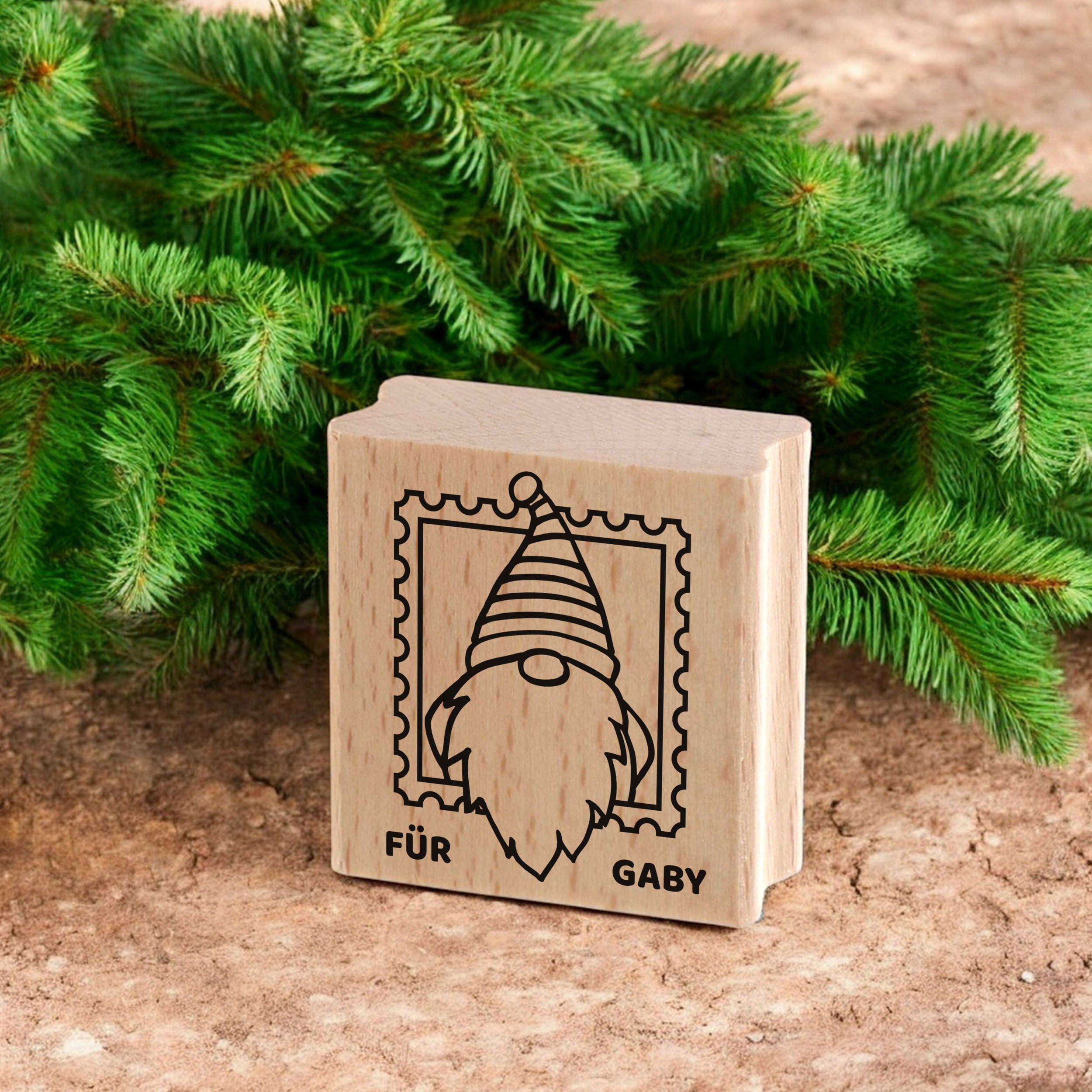Personalisierbarer Motivstempel Wichtel (60x60 mm)