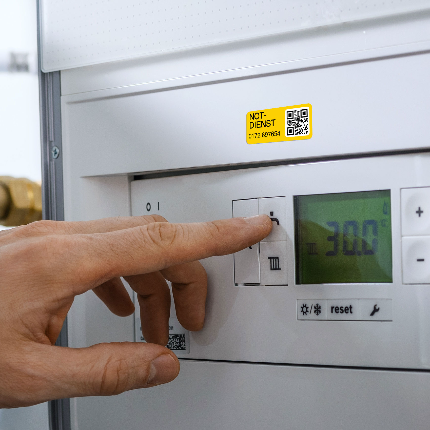 Notfallkontakt-Aufkleber mit Telefonnummer & QR-Code, stark haftend, 30x13mm