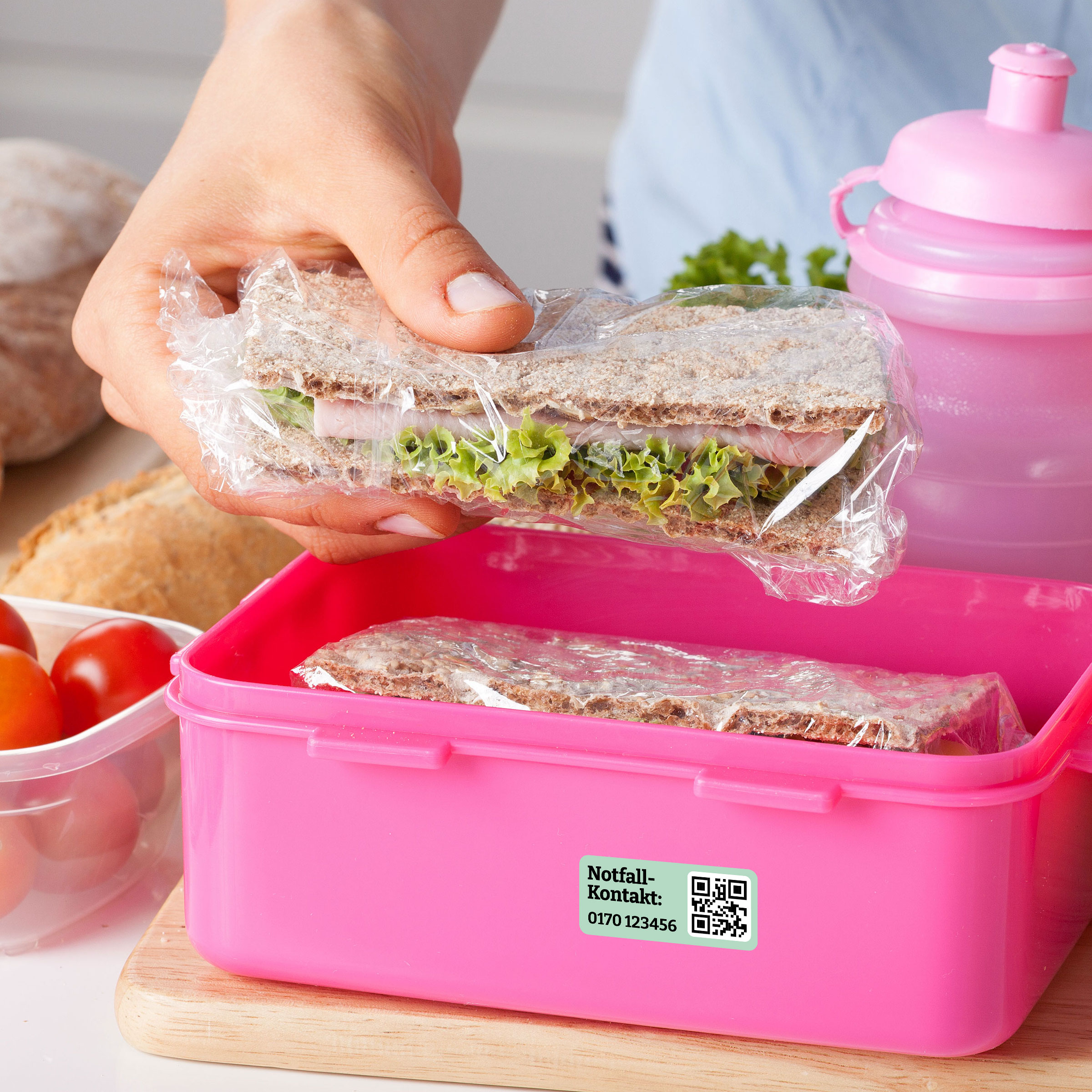 Notfallkontakt-Aufkleber mit Telefonnummer & QR-Code, stark haftend, 30x13mm