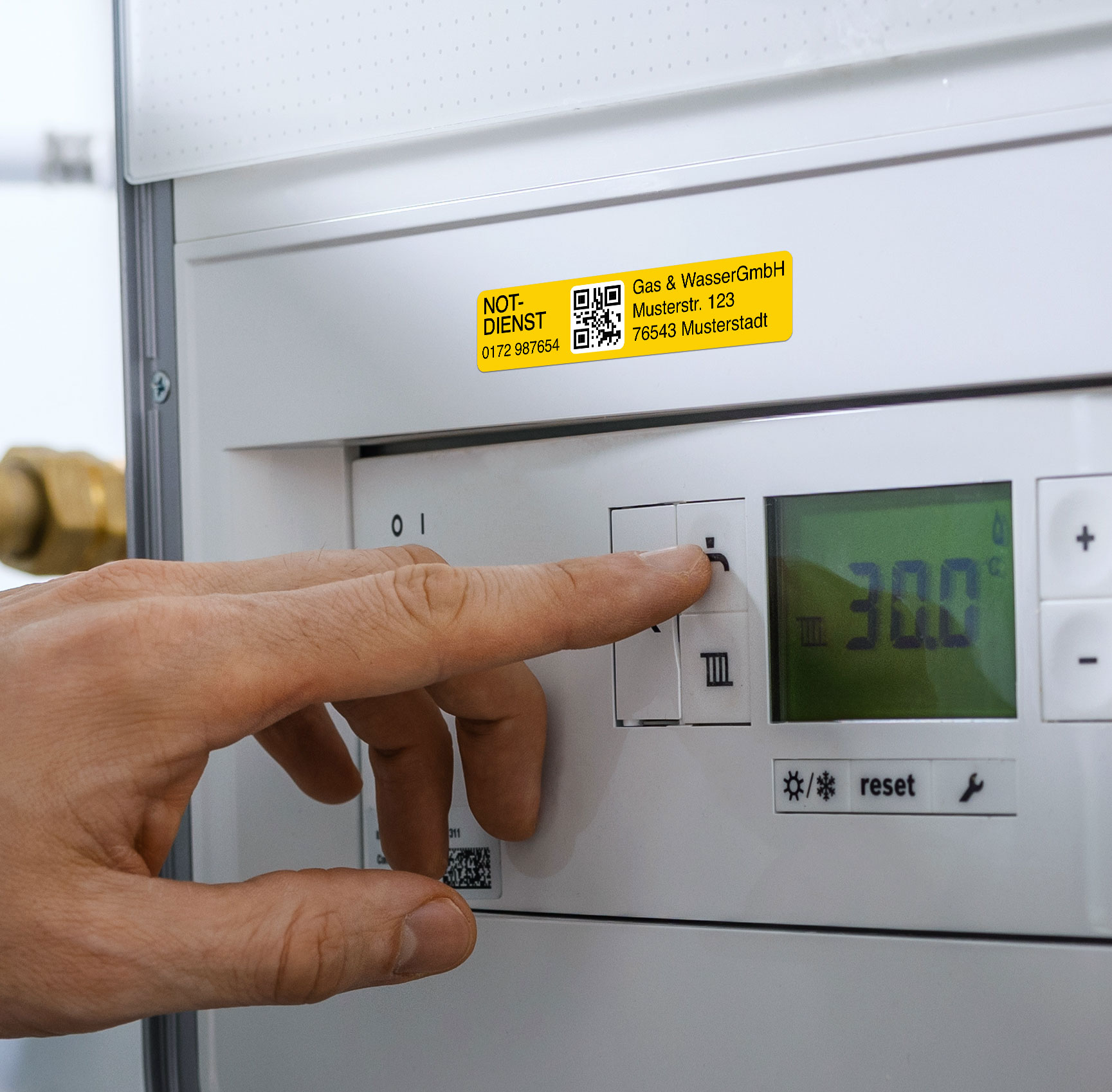 Notfallkontakt-Aufkleberset mit Name, Telefonnummer & Adresse, stark haftend, 60x13 + 30x13 mm