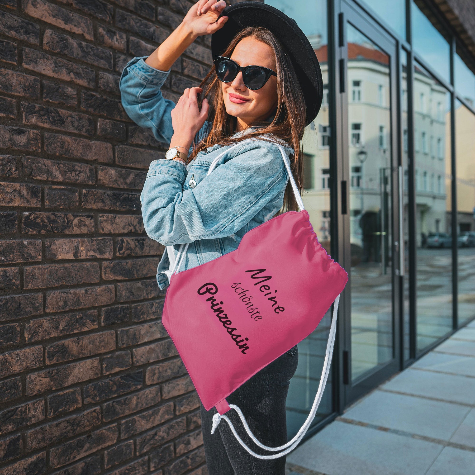 Turnbeutel-Rucksack bunt mit individuellem Druck (bunt)