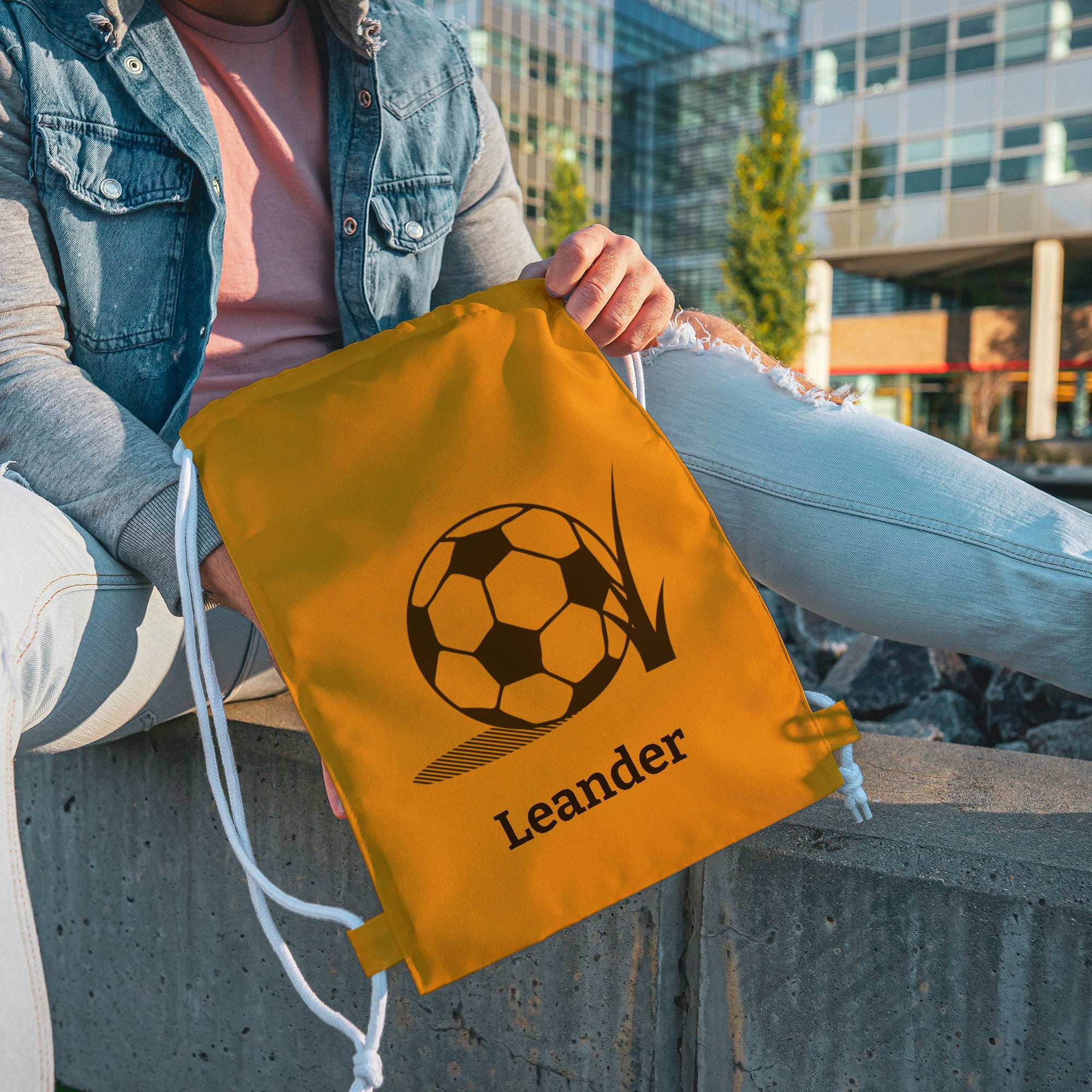 Turnbeutel-Rucksack bunt mit individuellem Druck (bunt)