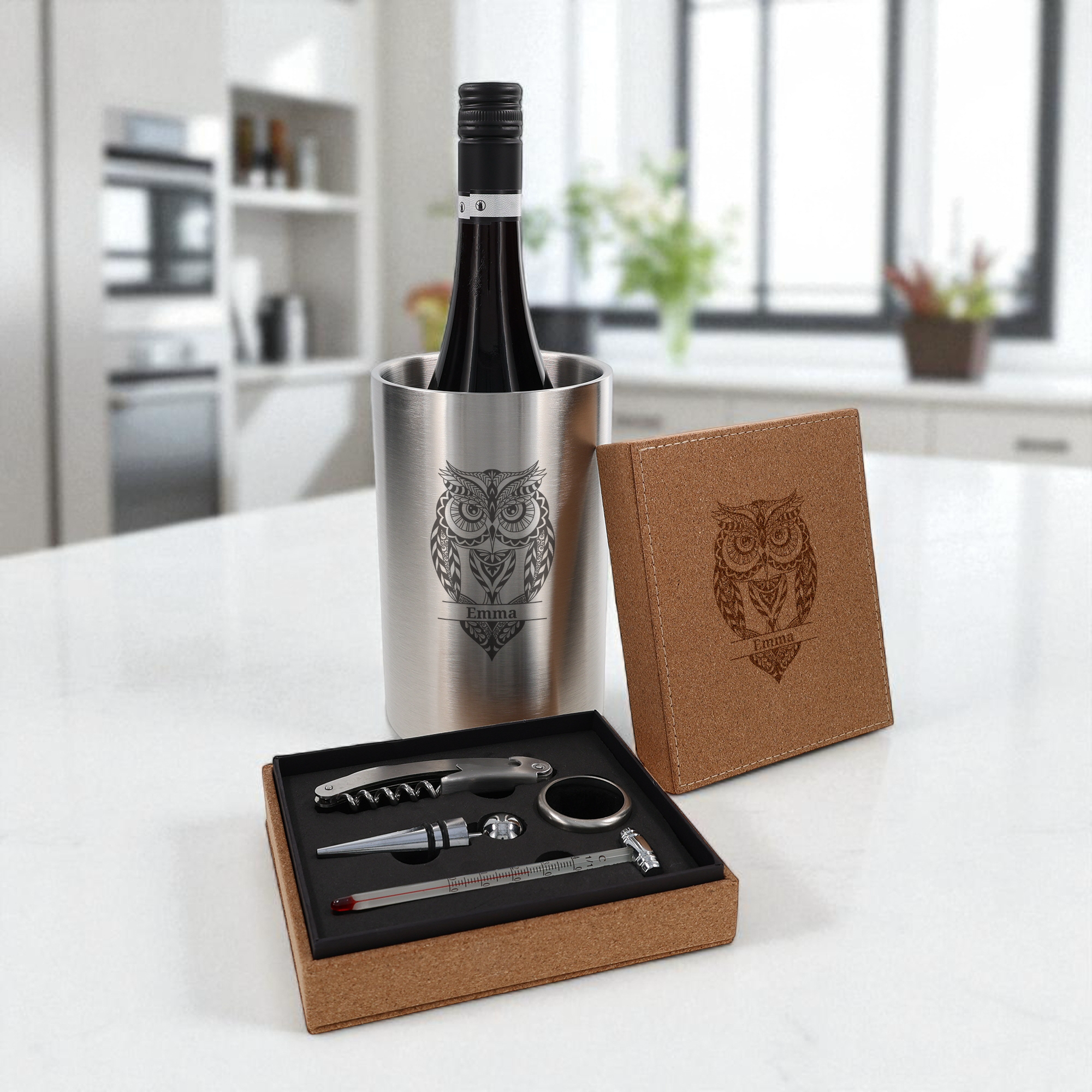 Geniesser-SET (Weinkühler + 3-teiliges Weinset) - kinder-druckerei.de
