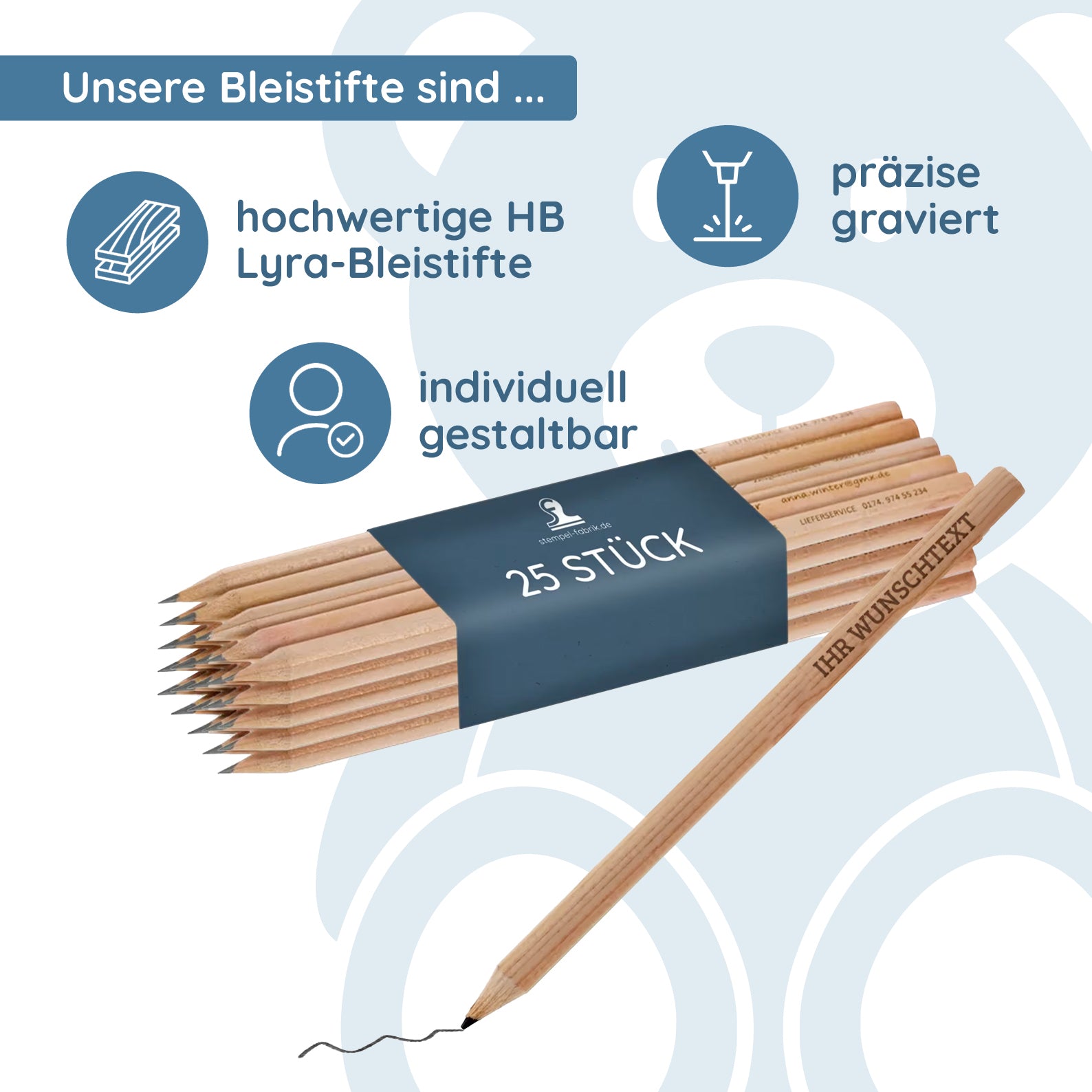 Lasergravierte Bleistifte (25 Stück)