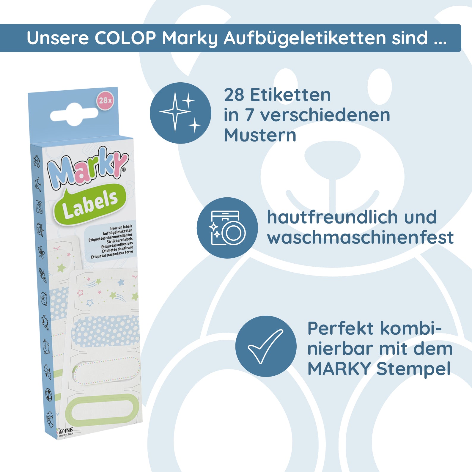 Colop Marky Aufbügeletiketten (28 Etiketten)