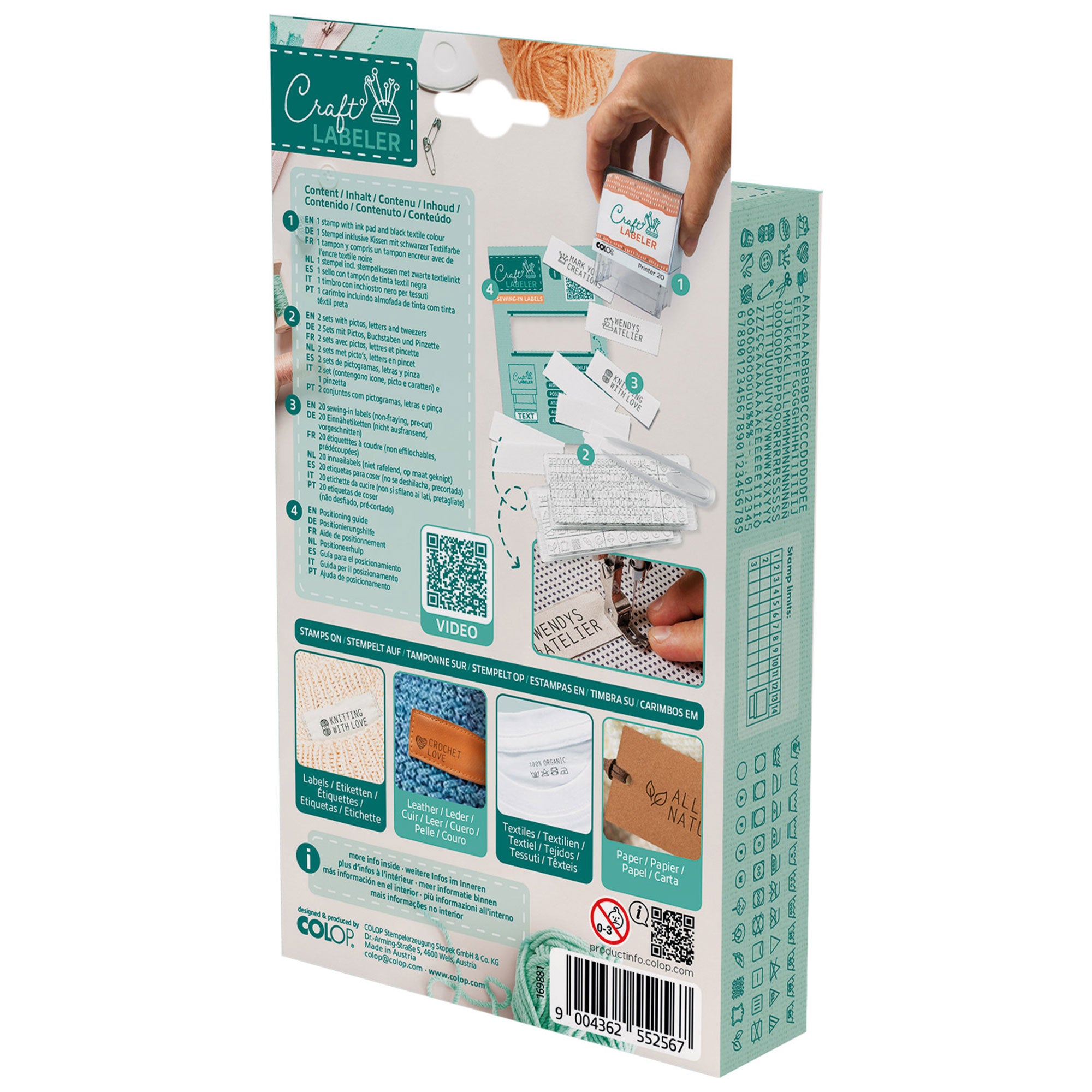 Colop Craft LABELER Textilstempel Set Printer 20