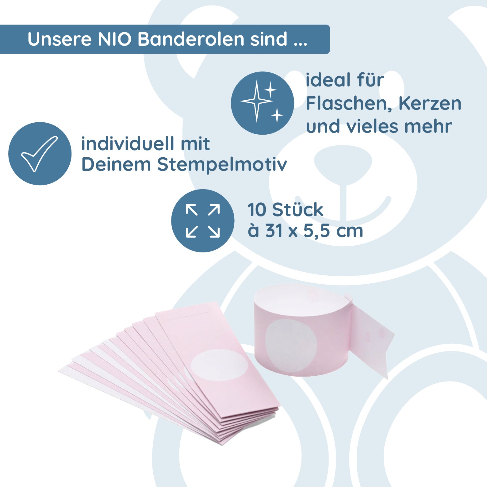 NIO Banderole Rose (310x55 mm - 10 Stück)
