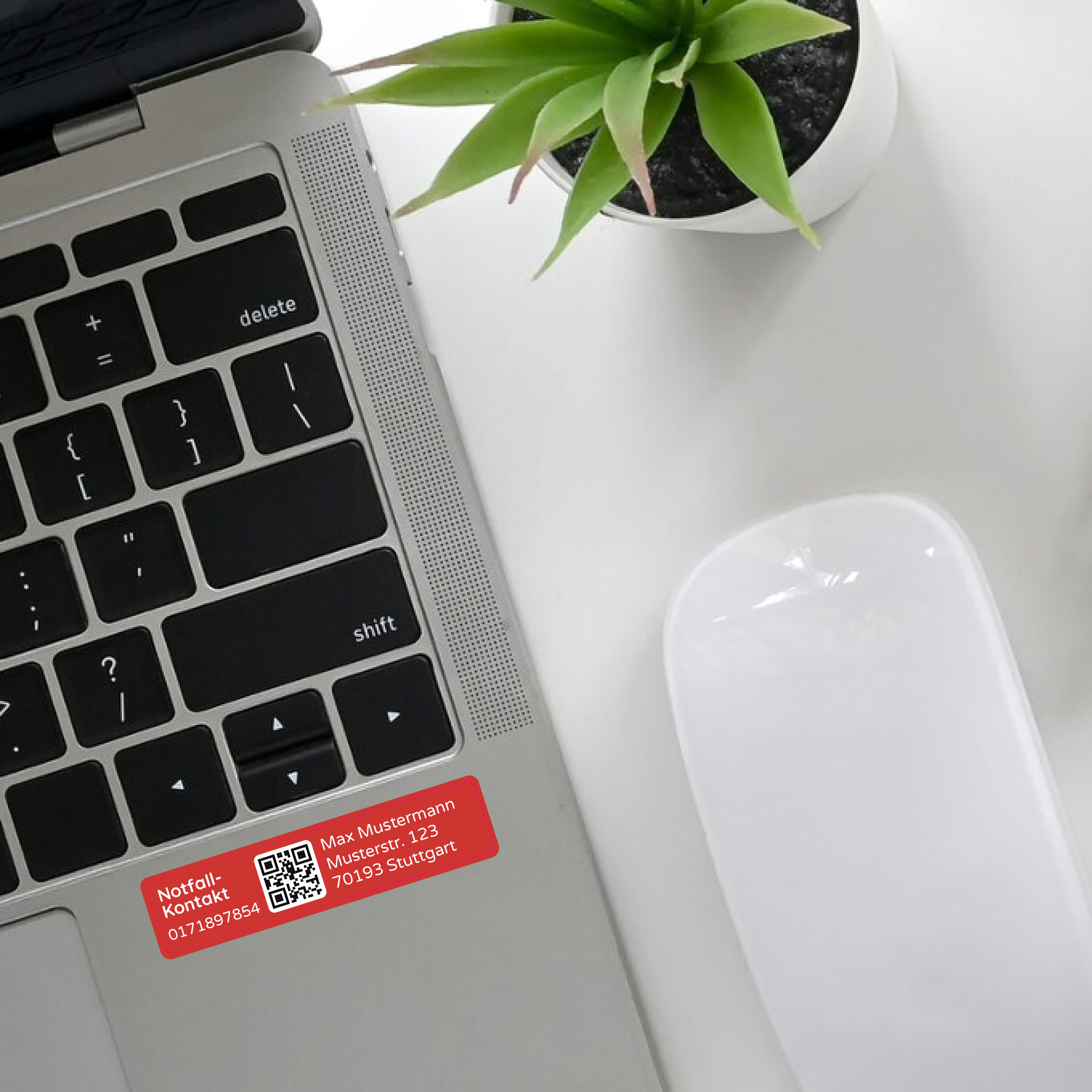 Notfallkontakt-Aufkleberset mit Name, Telefonnummer & Adresse, stark haftend, 60x13 + 30x13 mm