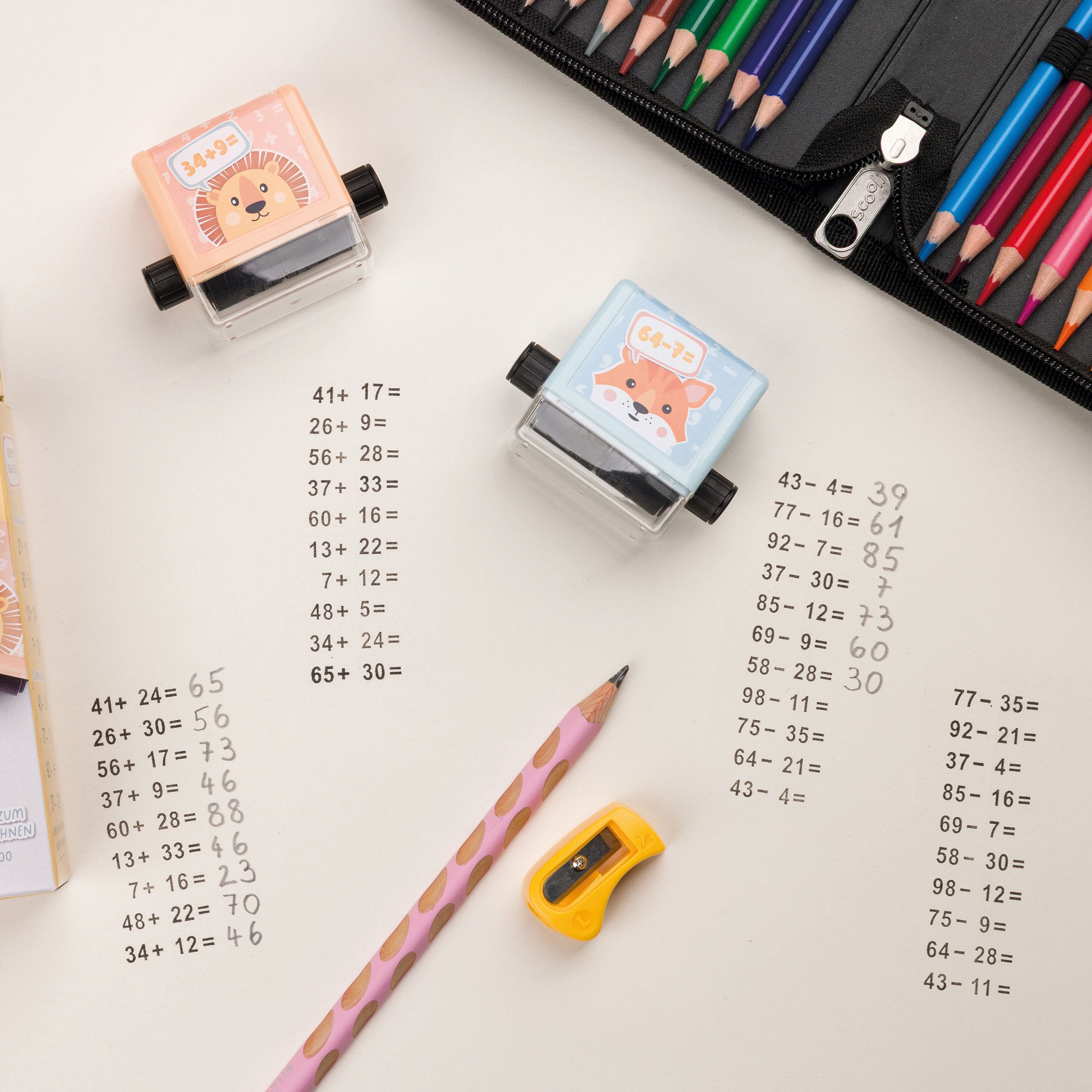 Trodat Little Dots Rechenrally™ Rollstempel Kombiset zum Plus- & Minusrechnen (2 Stück)