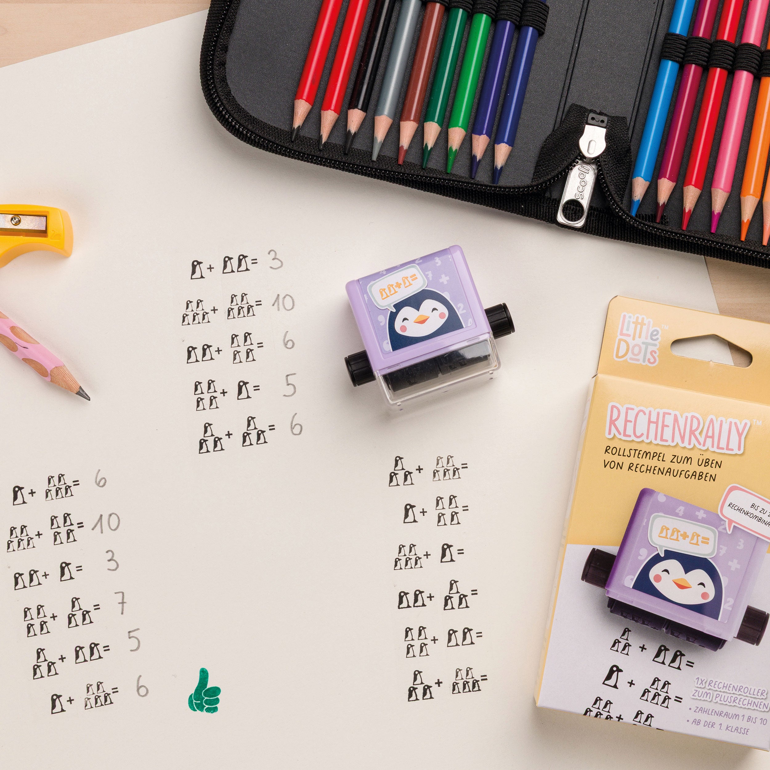 Trodat Little Dots Rechenrally™ Rollstempel Plus Rechnen mit Symbolen