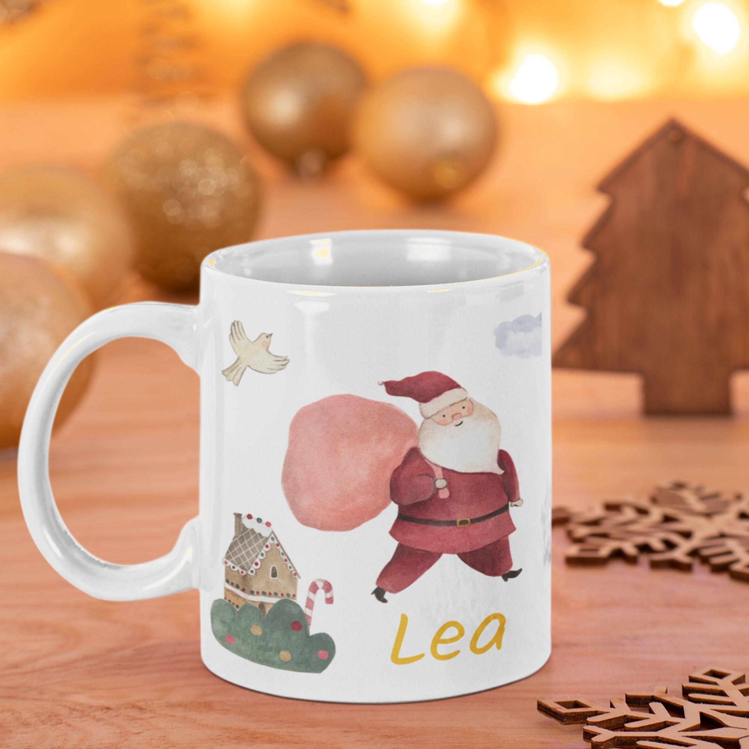 Personalisierte Kindertasse mit Namen – verschiedene Aquarell-Welten