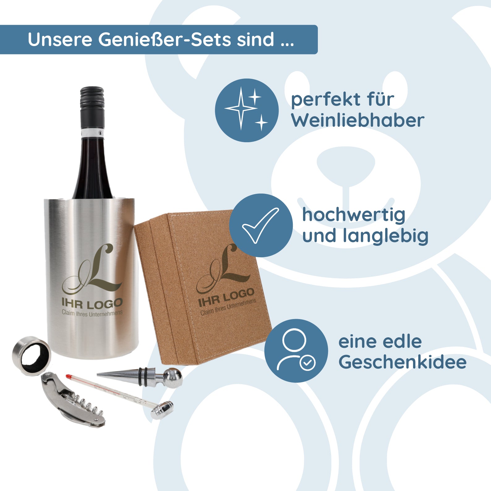 Geniesser-SET (Weinkühler + 3-teiliges Weinset)